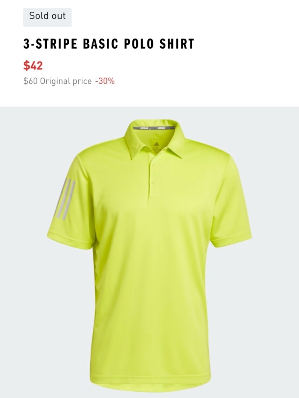 3-Stripe Basic Polo Shirt - Neon Yellow/Green